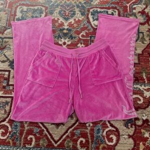 Juicy Couture Hot Pink Velour Rhinestone Lounge Pants